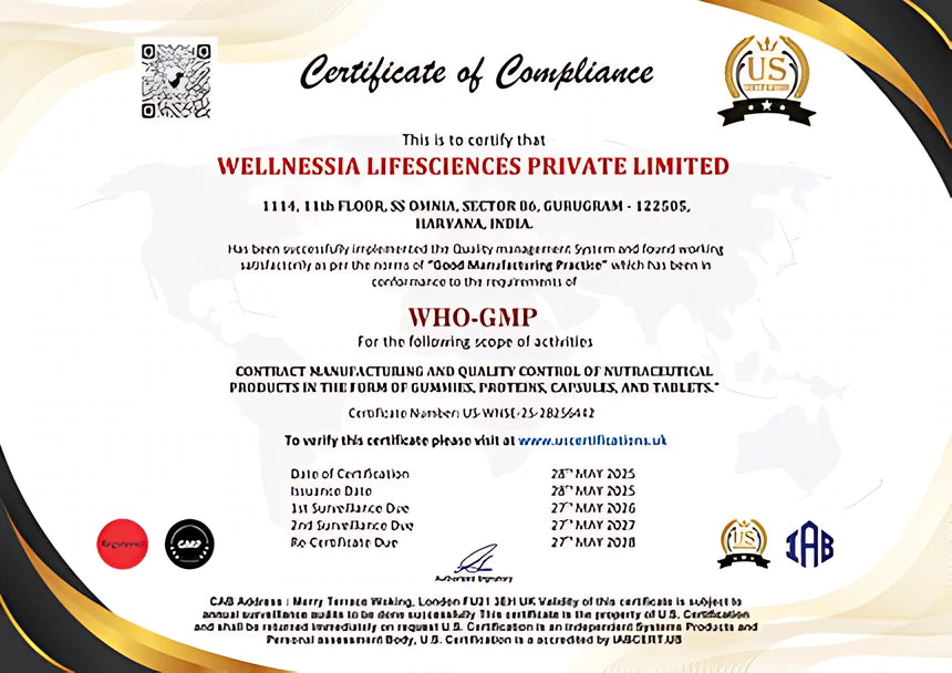 WHO-GMP certificate of compliance